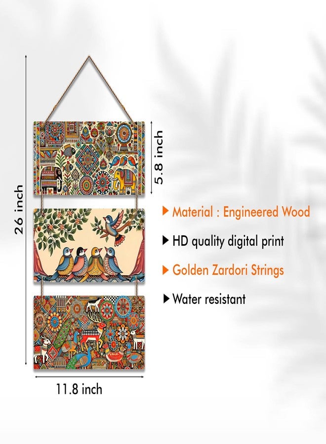 Artvibes Traditional Indian Folk Art Decorative Wooden Wall Hanging For Living Room | Bedroom | Gifts | Wall Hanger For Decoration | Modern Decor Artwork | Wall Sculpture | Signs & Plaques (WH_9449N) - Image 5